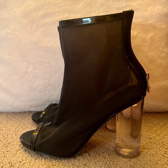 Leith Saber Mesh Open Toe Sandal Lucite Heel - Picture 3 of 6